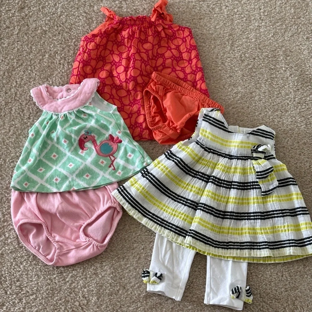 LOT 0-3 Mos. Baby Girl Dresses with bottoms